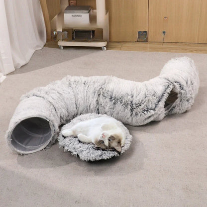 ZipUp Donut Cat Bed with Tunnel