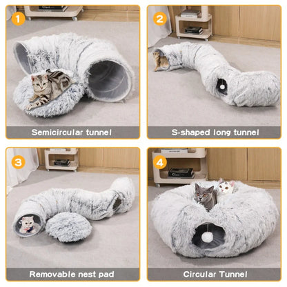 ZipUp Donut Cat Bed with Tunnel