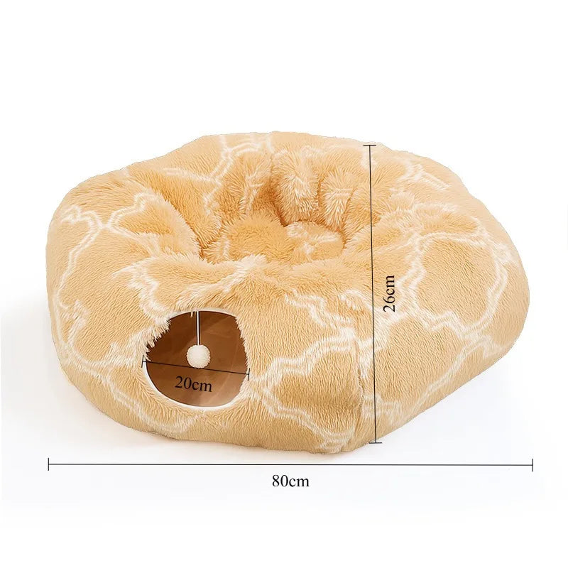 ZipUp Donut Cat Bed with Tunnel